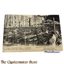 Prent briefkaart mobilisatie 1914 Duitsche verwoestingen in Frankrijk , uitgeplunderde weverijen te Chiry-Ourscamp (Oise)