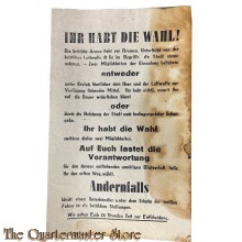 Flugblatt / Leaflet   ''Ihr habt die Wahl'' (bombardment of Bremen)