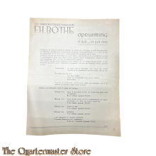 Pamflet NV Manufacturenmagazijn F.H. Bothe OPRUIMING 15 juli t/m 25 juli 1940