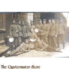 Photo 1915 German soldiers standing/lying with dinner plates 