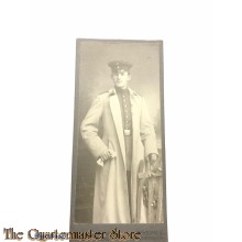 Studio portret german soldier WW1 in greatcoat