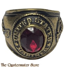 US Marines Ring Stainless Steel (Gold Plated w/Red Stone)