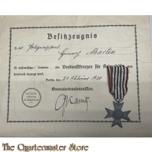 WK1 Verdienstkreuz Kriegshilfsdienst 1916 mit Urkunde  (WW1 Merit cross for war aid 1916 with document)