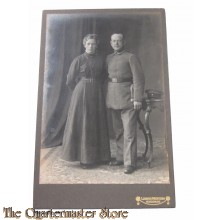 AnsichtsKarte (Mil. Postcard) studio portret soldier with wife 1916