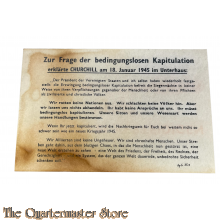 Flugblatt / Flyer G.35 Zur Frage der bedingungslosen Kapitulation erklarte CHURCHILL am 18. Januar 1945 im Unterhaus