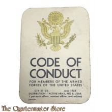 Card US Army 1958 Code of Conduct 