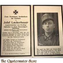 In Memoriam Karte/Death notice Gefreiter Panzer jager abteilung Osten