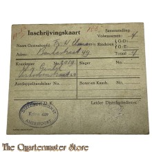 Document inschrijvingkaart  Distributiedienst Amersfoort