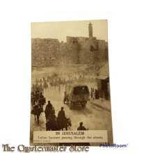 Postcard 14-18 In Jerusalem, Indian Lancers passing trough the streets