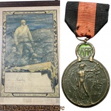 België - Framed Oorkonde met de Yser medaille 1914-1915