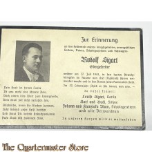 In Memoriam Karte/Death notice Gefr Rudolf Sigart Oral