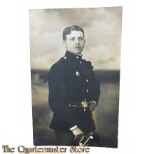 Studio photo 1911 Austrian officer holding headgear