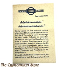 Das PERTRIX Wort Arbeitskameraden ! Arbeitskameradinnen !  september 1943