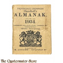 Provinciale Groninger Hazelhoff's Almanak voor het jaar 1934  Voorzien van alle Jaar--, Paarde- en Veemarkten