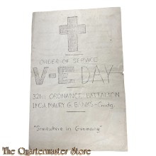 Order of Service V-E Day 321 Ordnance Batt ¨Somewhere in Germany¨