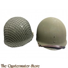 M1 steel combat helmet fixed bails WW2 and small mesh camo net 
