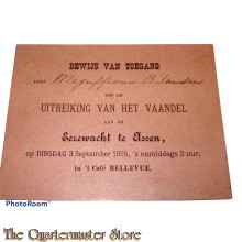 Uitnodiging bijwonen uitreiken Erevaandel Assen 1895