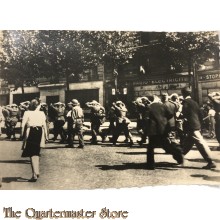 Postcard , US troops guarding German Prisoners 