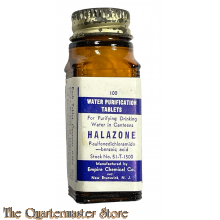 WW2 small Bottle tablet water purification Halazone ( klein Flesje waterzuiverings tabletten US Army)