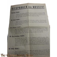 NSB propaganda handout 1941 Uitspraken MUSSERT