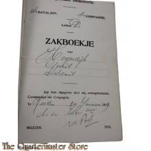 Oorlogszakboekje Landweer Infanterie Depot 28 Batt  4e Comp