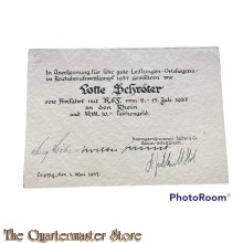 Anerkennung Reichsberufswettkampfe Leistungen-Ortssiegerin 1937