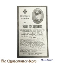 In Memoriam Karte/Death notice Gefreiter Infanterie regiment 1941 Russland