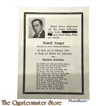 In Memoriam Karte/Death notice gefreiter Infanterie Regiment Witebs 1944