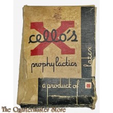 WWII US box containing prophylactics, type Cello's