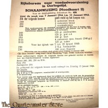 Bonaanwijzing Rijksbureau voor voedselvoorziening in Oorlogstijd 7 t/m 13 jan 1945 (Noodkaart II)