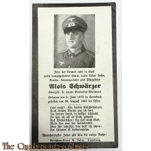 In Memoriam Karte/Death notice obergefreiter grenadier regiment Osten