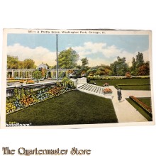 Postcard A pretty scene , Washington park Illinois 1940