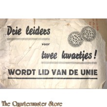 Papieren flyer Drie leiders voor twee kwartjes ! WORDT LID VAN DE UNIE
