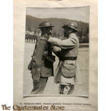 Press photo , WW1 Western front, French General decorating British soldier