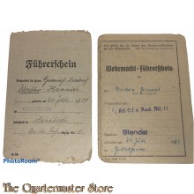 Ziviel and Wehrmacht Fuhrerschein 3./Krf.Ers.u.Ausb.Abt. 11 fur Verbrennungsmaschine klasse 2