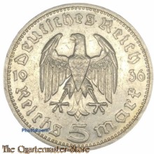German 5 Mark 1936 silver (Hindenburg)
