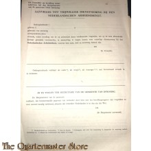 Aanvraag tot vrijwillige dienstneming bij den  Nederlandsche Arbeidsdienst 1941