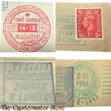 WW2 4 postal ink stamps Free Czech Forces in England 