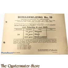 Bonaanwijzing no. 19  Distributie centrale XIV  Amersfoort  zaterdag 16 juni 1945 Vleesch Visch 