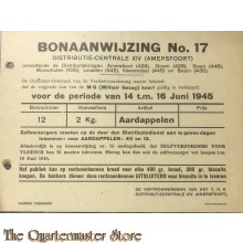 Bonaanwijzing no 17 Distributie-centrale XIV (Amersfoort)  14 t/m 16 juni 1945