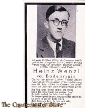 In Memoriam Karte/Death notice Heinz Wenzl