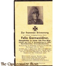 In Memoriam Karte/Death notice Felix Granweidner