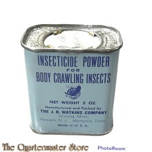 Tin, Insecticide powder for body crawling insects 2 Oz  US Army WW2 ( J.R. Watkins Co Winona)