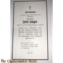 In Memoriam Karte/Death notice (Inf Reg) 1944 Sudosten