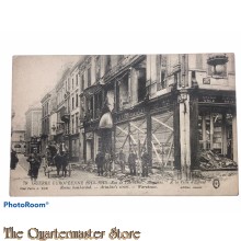 Postcard 1914-15 Reims bombarded Arbalete's street , warhouse 