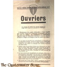 Flugblatt / Leaflet WG.7F, OUVRIERS Alliiertes Oberkommando