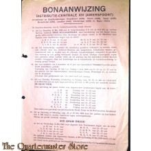 Bonaanwijzing Distributie-centrale XIV (Amersfoort)  28 mei 1945