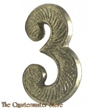 Cijfer 3 zilver voor M1916 platte pet, Kepie en voor veldmuts (Bereden)