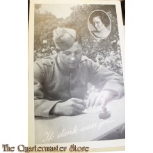 Prent briefkaart mobilisatie 1939 ik denk aan jou (Schrijvende soldaat)