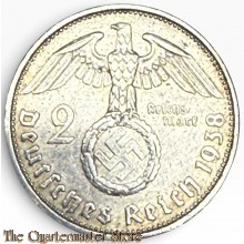 German 2 Mark 1938 silver Hindenburg